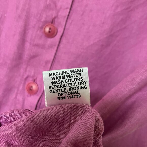 Flax Shirt Womens S Purple 100% Linen Button Up Tunic Long Line Boho Lagenlook - Picture 4 of 8